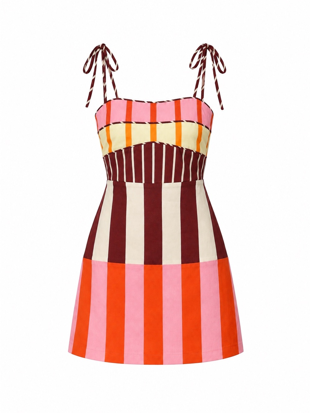 English Factory × Anthropologie Cotton vertical striped mini dress tie straps XS